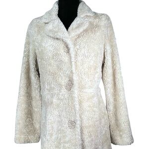 True Grit Cream Plush Fur Coat Penny Lane Winter Boho Western Furry Teddy Jacket